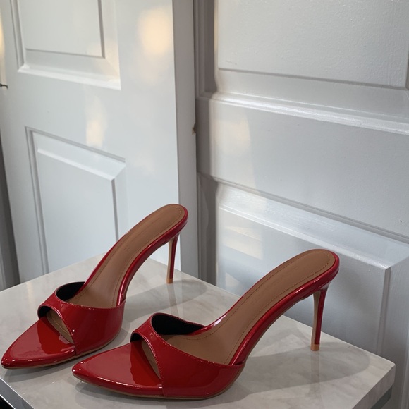 Nordstrom Shoes - NWOT CULT of COQUETTE Gia Red Patent Leather Vegan Mules 80 MM